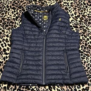 Joules Navy Quilted Vest with Yellow Accents